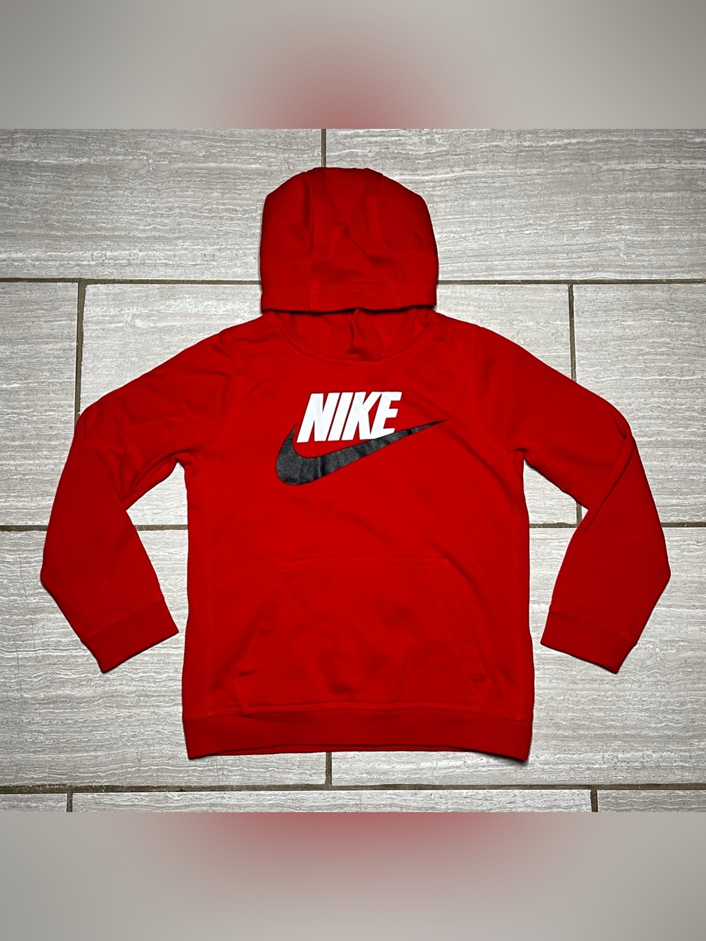 Nike Hoodie Youth Medium Red Logo Pullover Hooded Kids